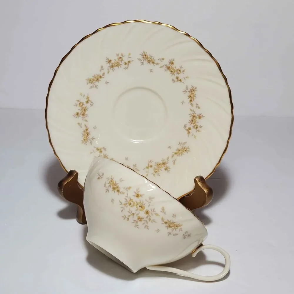 Lenox Teacup and Saucer Gaylord Yellow Flowers Vintage